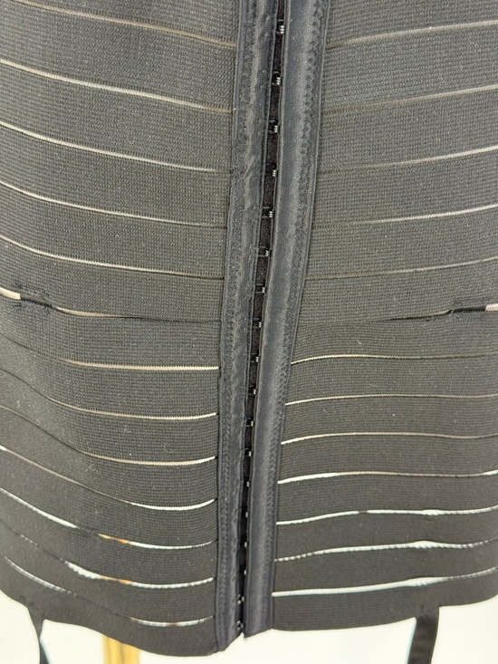 DreamGirl Sexy Black Strappy Harness Bandage Mini Dress with Garter Straps - Picture 9 of 16